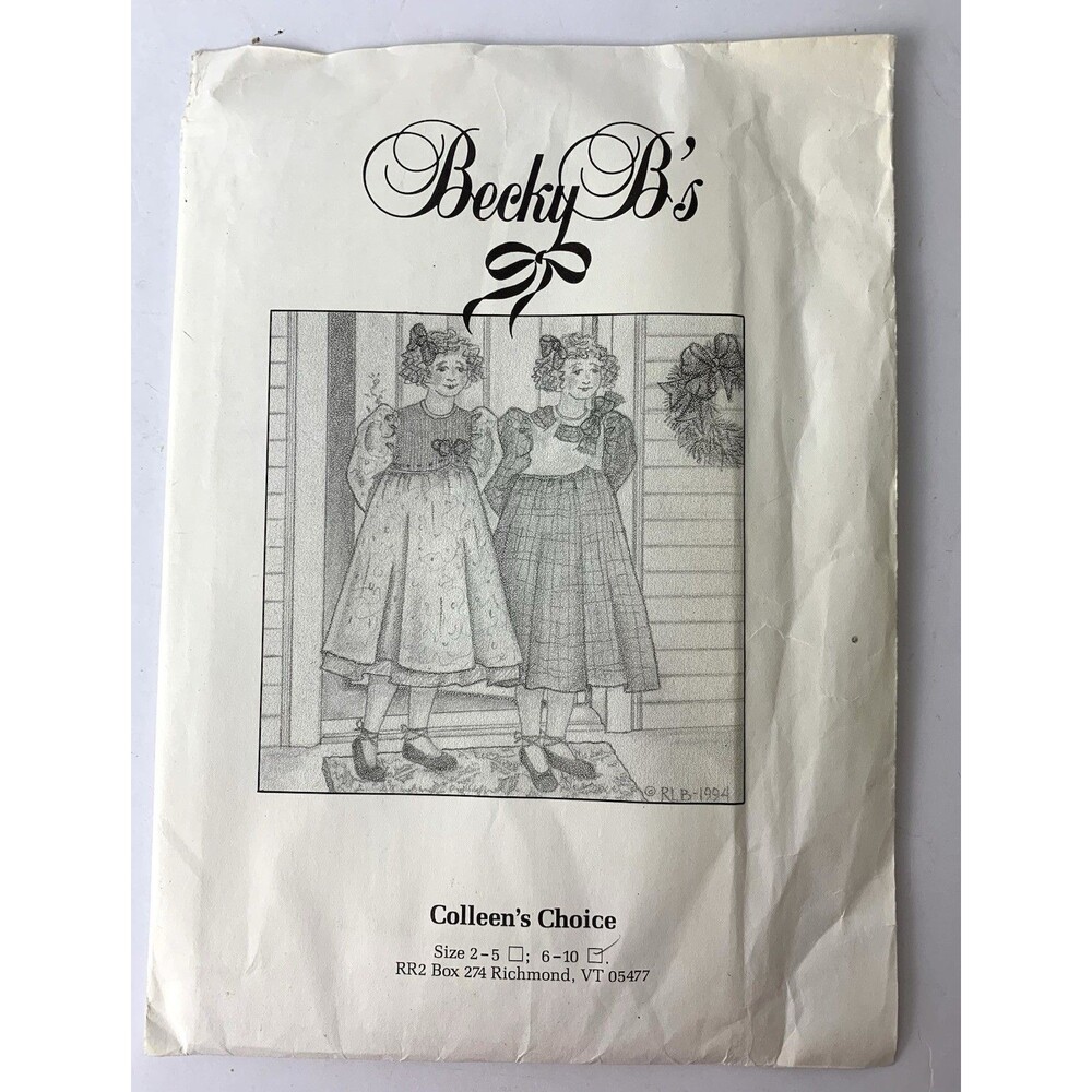 Becky B’s Colleen’s Choice Little Girls Dress Pattern Size 6-10 Vintage Uncut